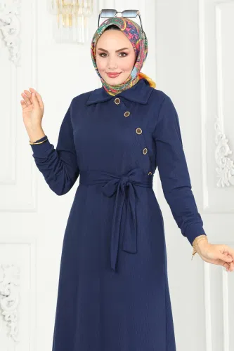 moda selvim Dress 288DVL817 Navy Blue - Thumbnail