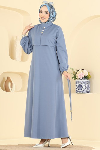 moda selvim الفستان أزرق فاتح 2900SLK540 - Thumbnail