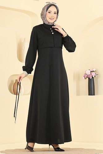 moda selvim الفستان أسود 2900SLK540 - Thumbnail