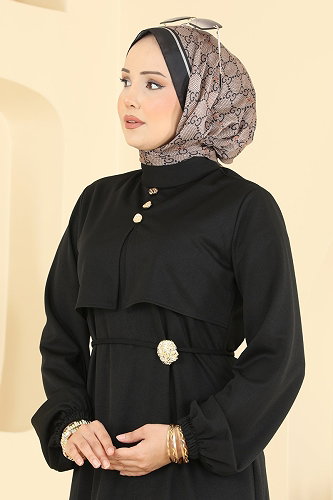 moda selvim الفستان أسود 2900SLK540 - Thumbnail