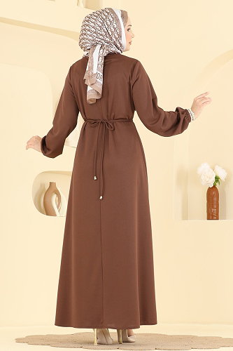 moda selvim Dress 2900SLK540 Brown - Thumbnail