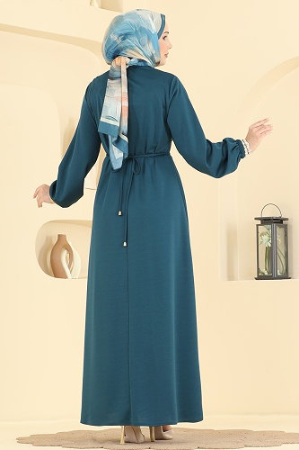 moda selvim Dress 2900SLK540 Petroleum - Thumbnail