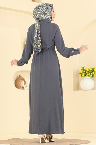 moda selvim Dress 2904SLK540 Anthracite - Thumbnail