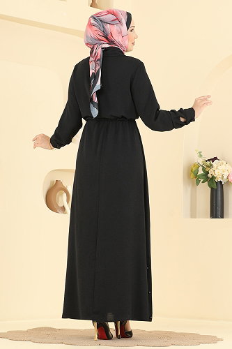 moda selvim الفستان أسود 2904SLK540 - Thumbnail