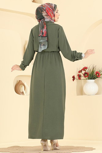 moda selvim Dress 2904SLK540 Khaki - Thumbnail