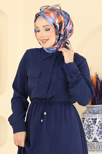 moda selvim الفستان كحلي 2904SLK540 - Thumbnail