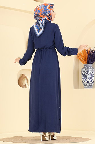 moda selvim الفستان كحلي 2904SLK540 - Thumbnail