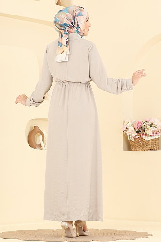moda selvim الفستان بيج 2904SLK540 - Thumbnail