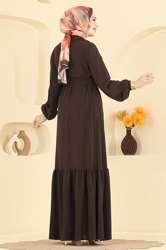 moda selvim Dress 2909SLK540 Bitter Brown - Thumbnail