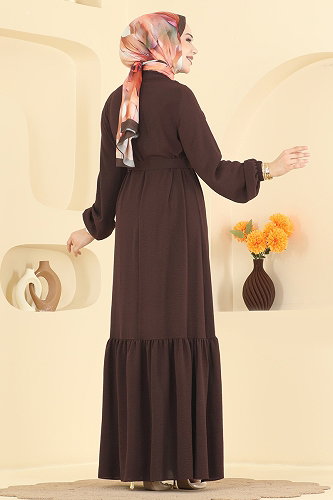 moda selvim Dress 2909SLK540 Brown - Thumbnail