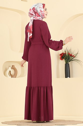 moda selvim Dress 2909SLK540 Cherry - Thumbnail