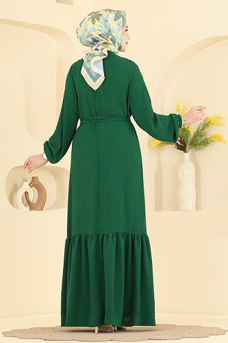 moda selvim Dress 2909SLK540 Emerald - Thumbnail