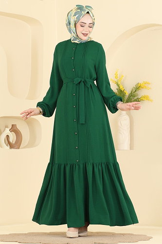 moda selvim الفستان زيتي 2909SLK540 - Thumbnail