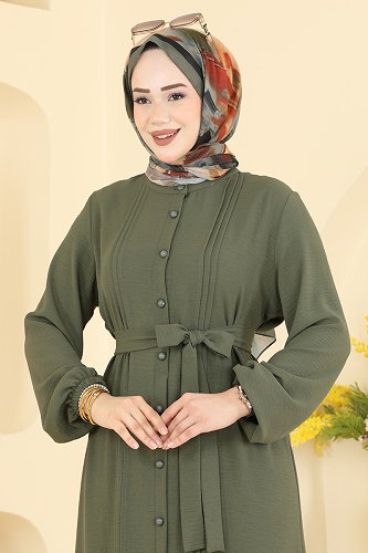 moda selvim الفستان اخضر عفني 2909SLK540 - Thumbnail