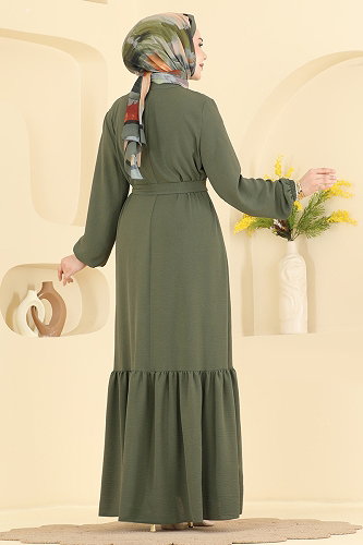 moda selvim الفستان اخضر عفني 2909SLK540 - Thumbnail