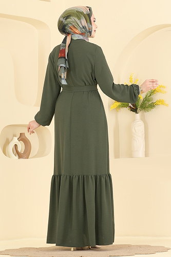 moda selvim الفستان اخضر عفني 2909SLK540 - Thumbnail