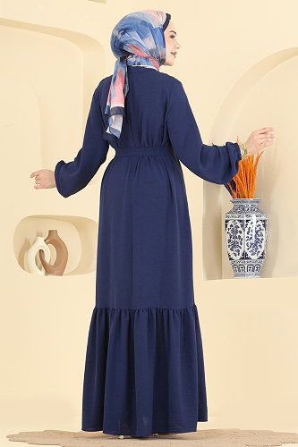moda selvim الفستان كحلي 2909SLK540 - Thumbnail