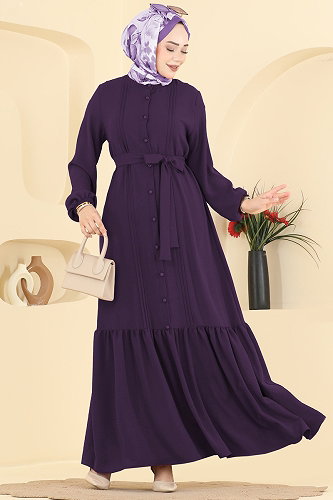 moda selvim الفستان أرجواني 2909SLK540 - Thumbnail