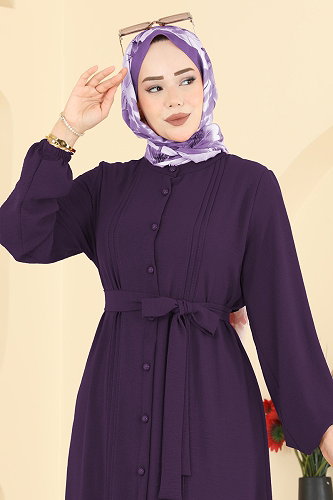 moda selvim الفستان أرجواني 2909SLK540 - Thumbnail
