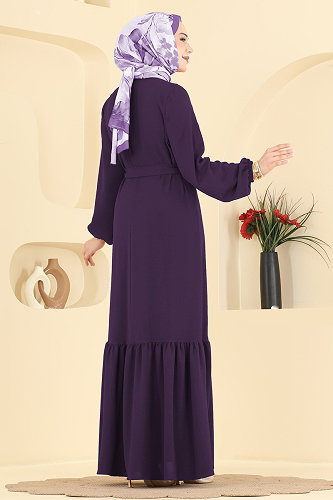 moda selvim الفستان أرجواني 2909SLK540 - Thumbnail