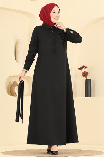 moda selvim Dress 2915SL432 Black - Thumbnail