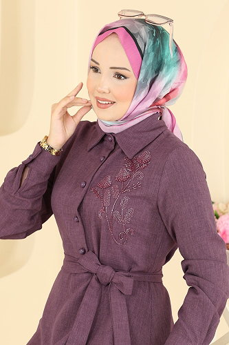 moda selvim Dress 2915SL432 Dark Rose Dusky - Thumbnail