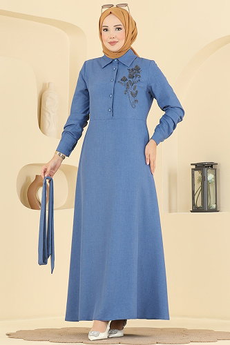moda selvim الفستان ازرق 2915SL432 - Thumbnail