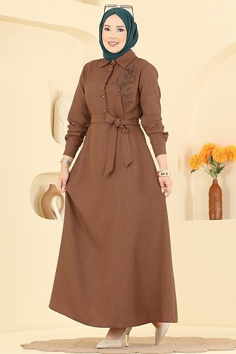 moda selvim Dress 2915SL432 Tan - Thumbnail
