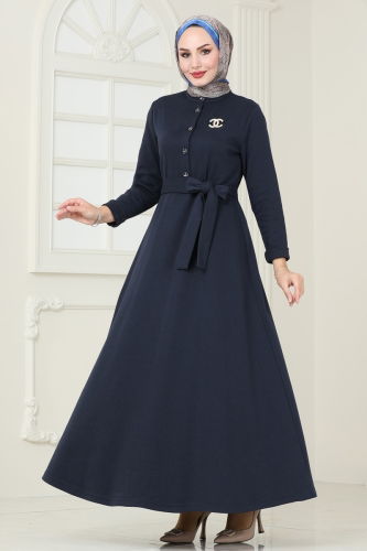 moda selvim Dress 294DVL817 Navy Blue - Thumbnail