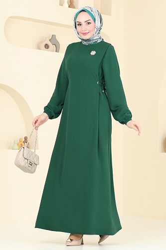 moda selvim Dress 3001BM387 Emerald - Thumbnail