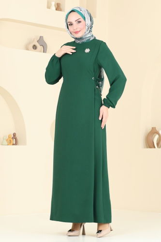 moda selvim Dress 3001BM387 Emerald - Thumbnail