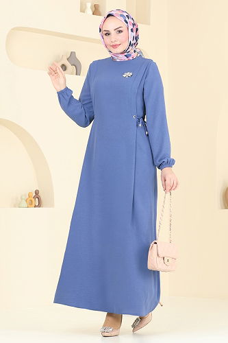 moda selvim الفستان ازرق 3001BM387 - Thumbnail