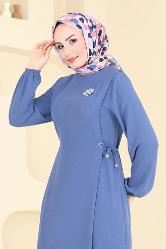 moda selvim الفستان ازرق 3001BM387 - Thumbnail