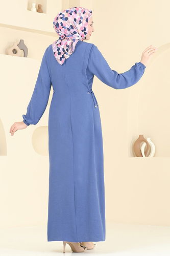 moda selvim الفستان ازرق 3001BM387 - Thumbnail