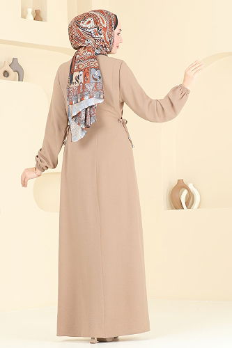 moda selvim الفستان بيج 3001BM387 - Thumbnail