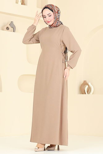 moda selvim الفستان بيج 3001BM387 - Thumbnail