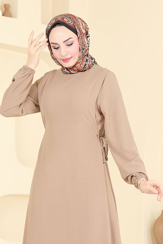 moda selvim الفستان بيج 3001BM387 - Thumbnail