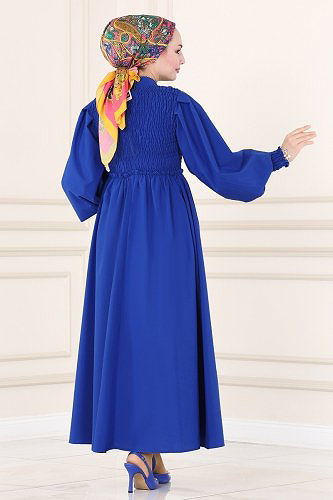 moda selvim Dress 3001KTR750 Saxe - Thumbnail