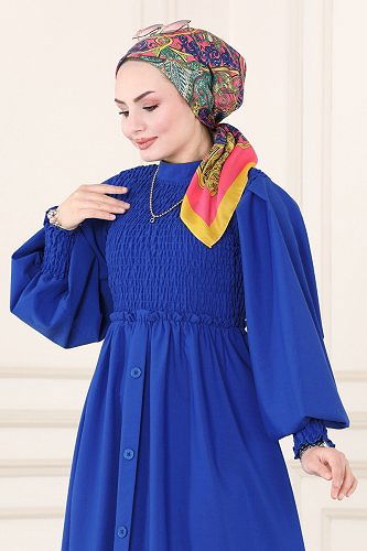 moda selvim Dress 3001KTR750 Saxe - Thumbnail