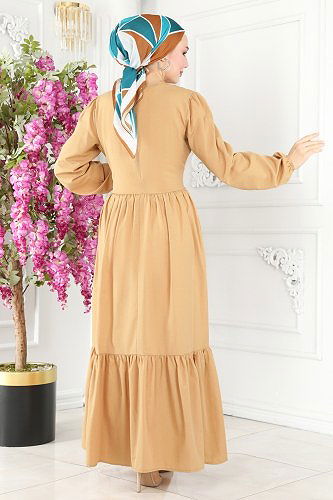 moda selvim 3002KTR750 لحمي فستان - Thumbnail