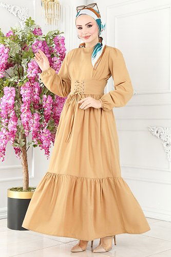 moda selvim 3002KTR750 لحمي فستان - Thumbnail