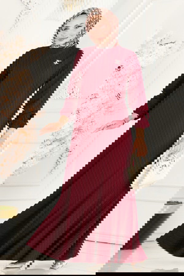 Modaselvim خصم صافٍ20%+20% في سلة التسوق الفستان خمري 3002PM271