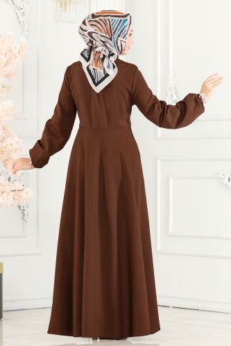 moda selvim Dress 3003KTR750 Brown - Thumbnail