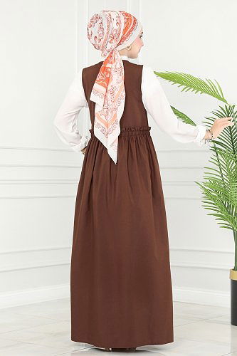 moda selvim Dress 3004KTR750 Brown - Thumbnail