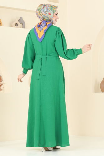 moda selvim الفستان بينتون أخضر 3004TBL694 - Thumbnail