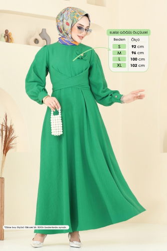 moda selvim الفستان بينتون أخضر 3004TBL694 - Thumbnail