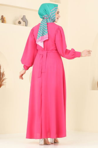 moda selvim Dress 3004TBL694 Fuchsia - Thumbnail