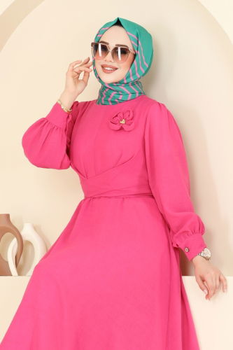moda selvim Dress 3004TBL694 Fuchsia - Thumbnail