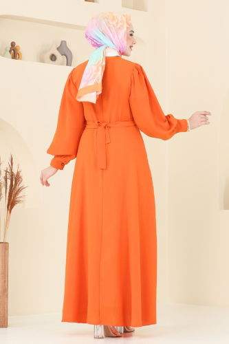 moda selvim الفستان برتقالي 3004TBL694 - Thumbnail