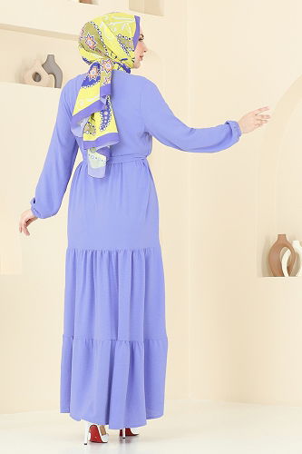 moda selvim Dress 3005BM387 Baby Blue - Thumbnail